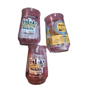 Vintage Welch's Jelly Jars Looney Tunes, World Life Fund Glasses Lot Of 3